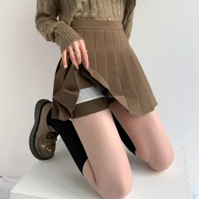 Khaki pleated skirt  KF83073