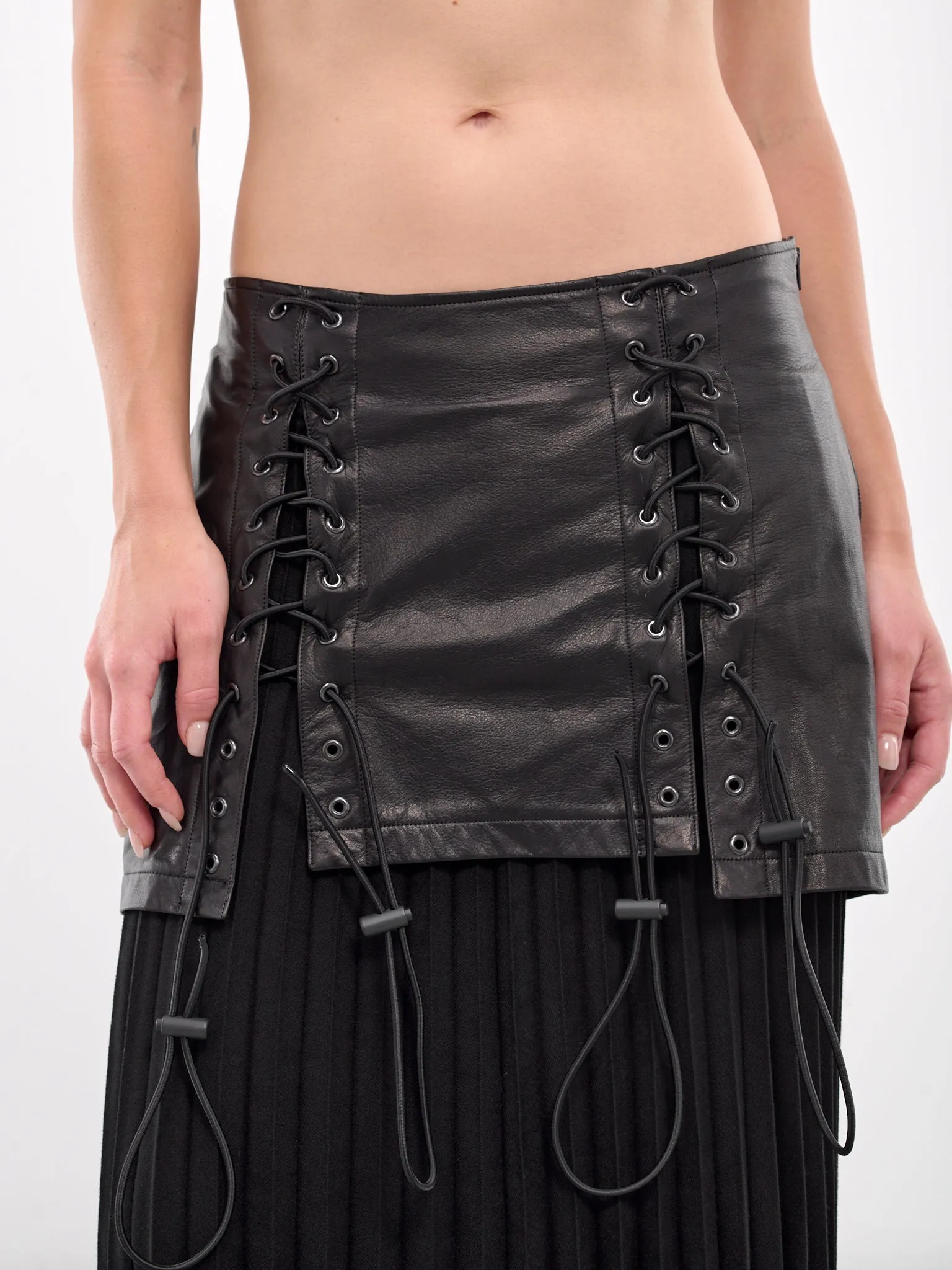 Lace-Up Detail Skirt (LO-S05-112-BLACK)