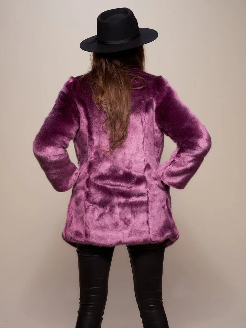 Lavender Wolf V-Neck Luxe Faux Fur Coat | Women's