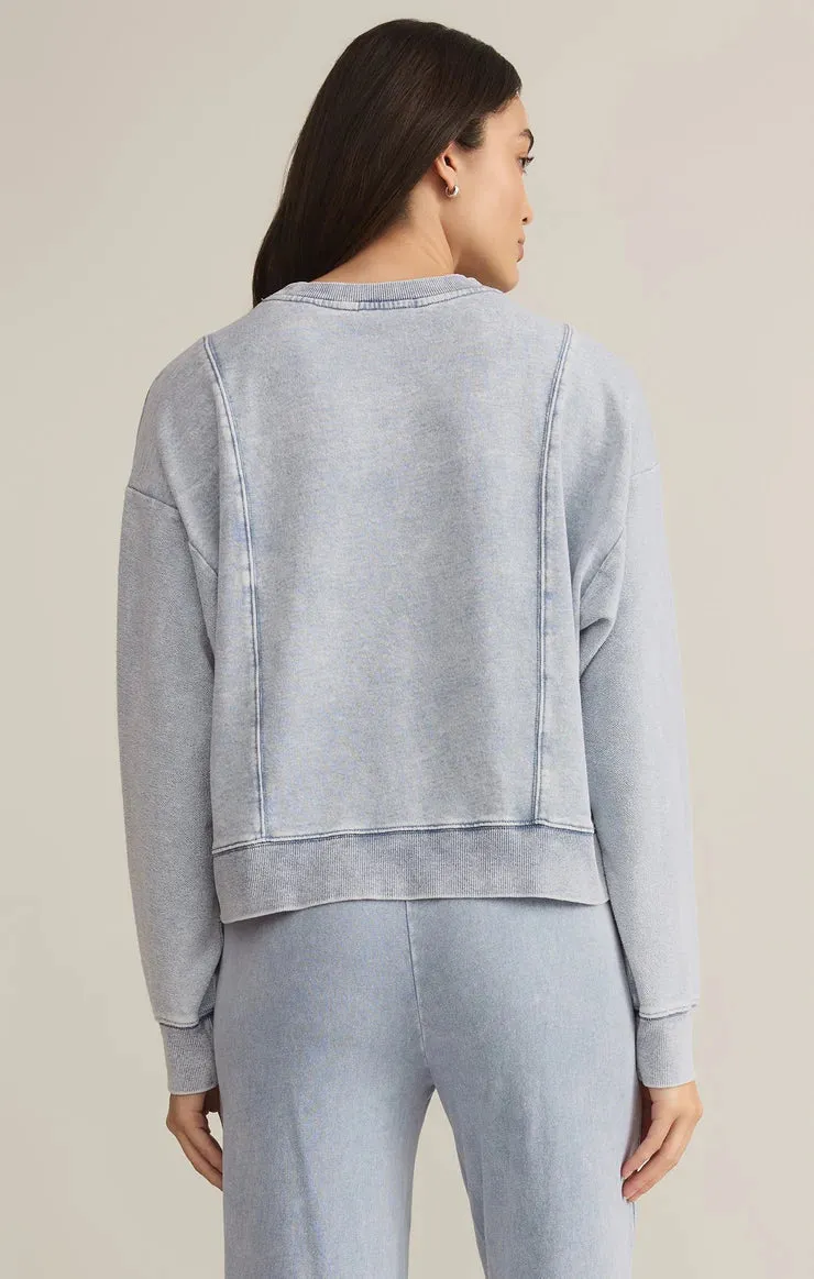 Lax Knit Denim Sweatshirt - Washed Indigo