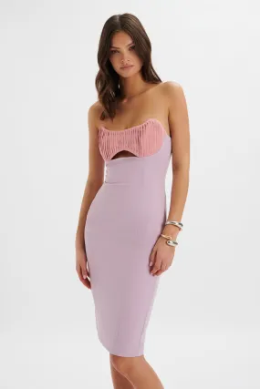 LAYLA Colour Block Pleated Bandeau Dress In Lilac