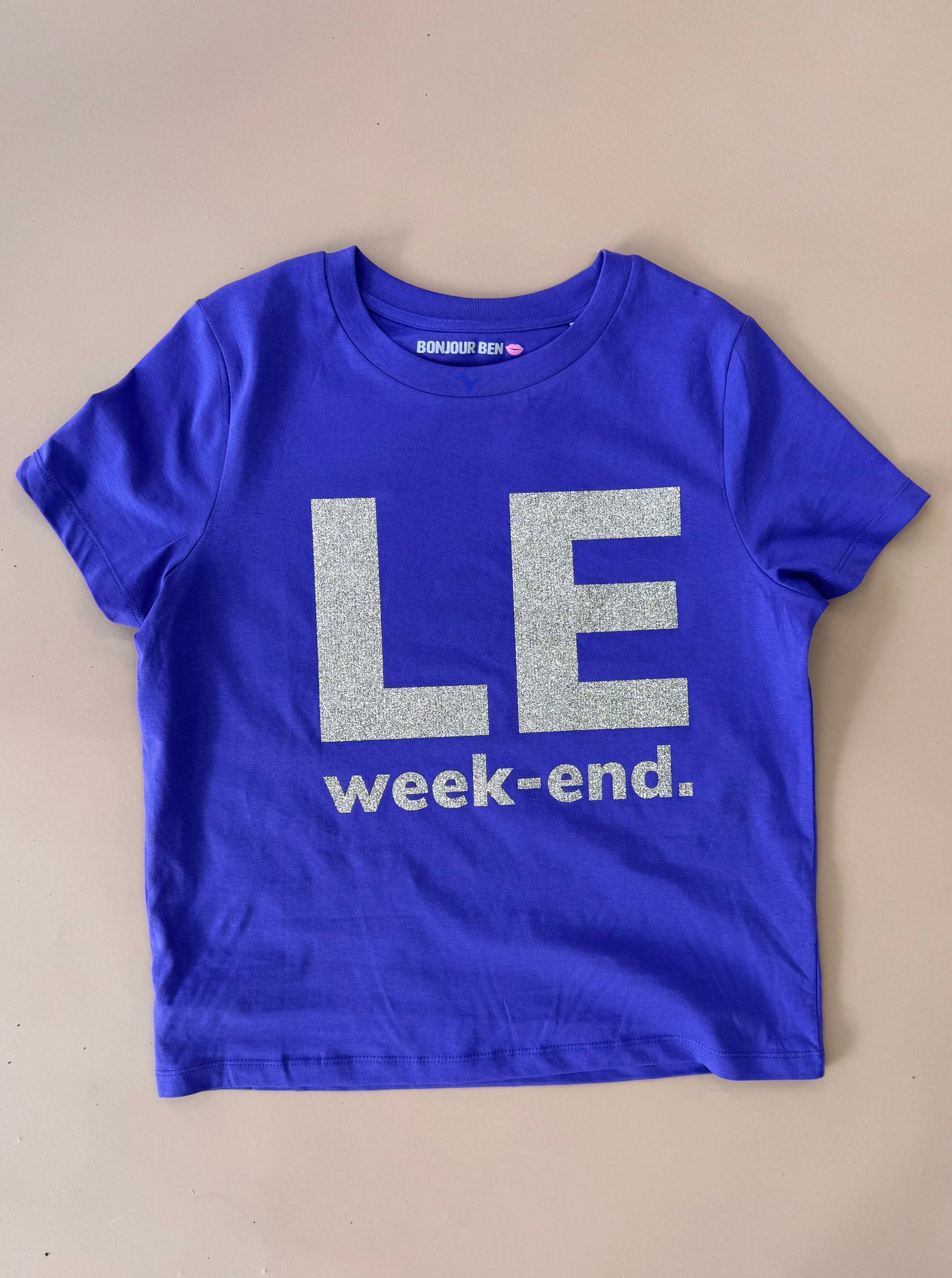 Le Weekend T-Shirt purple / gold glitter