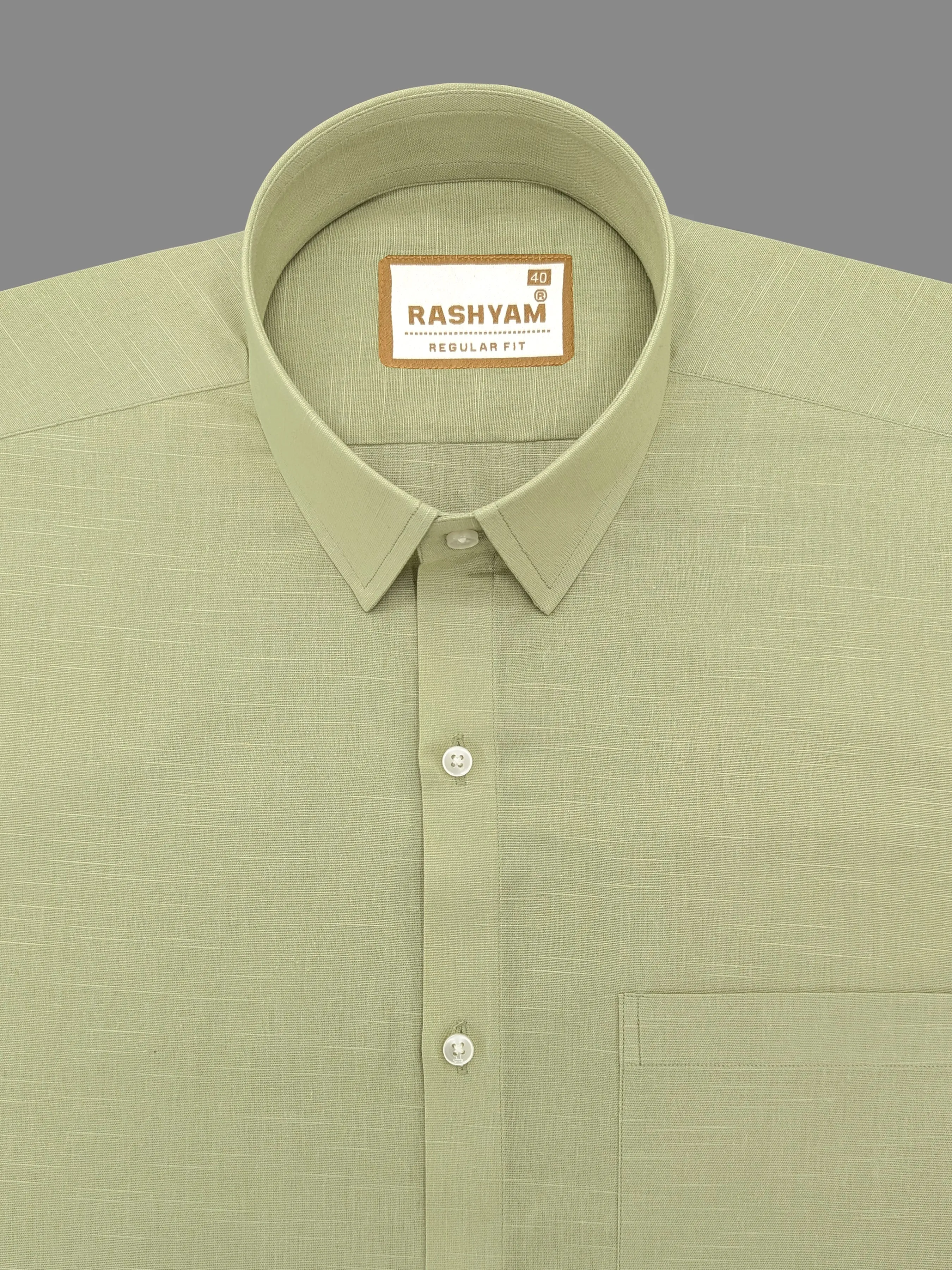 Leaf Green Luxurious Italian Linen Formal Shirt