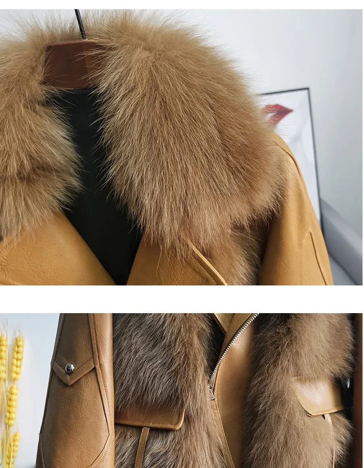 Leather Stitching Coat