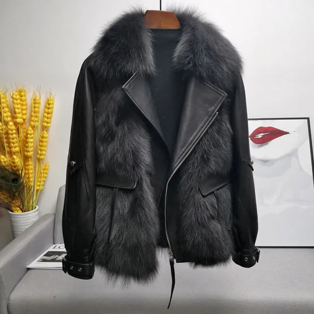 Leather Stitching Coat