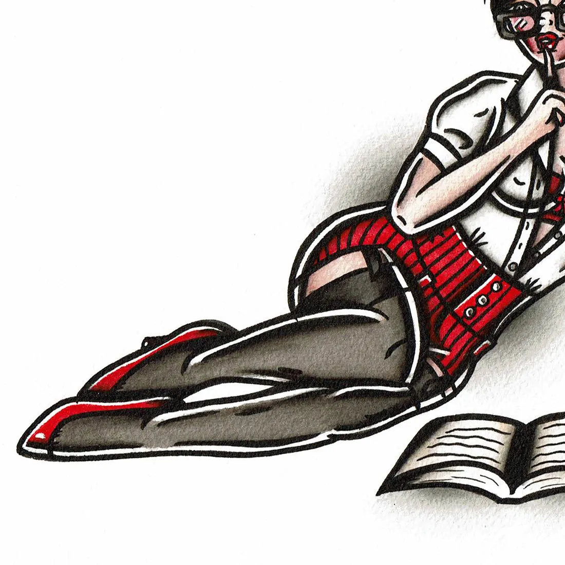 Librarian Pinup Original Painting