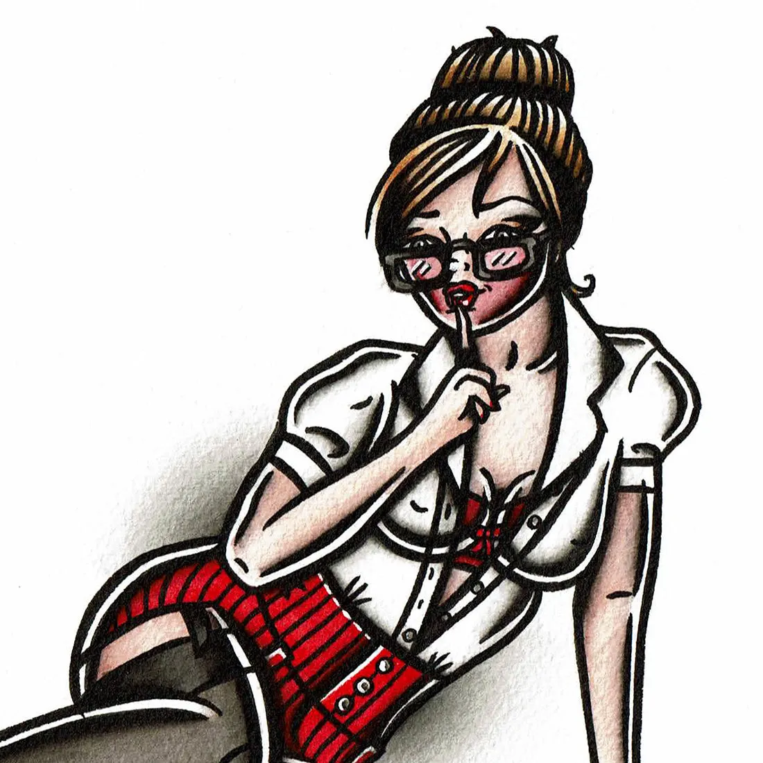 Librarian Pinup Original Painting