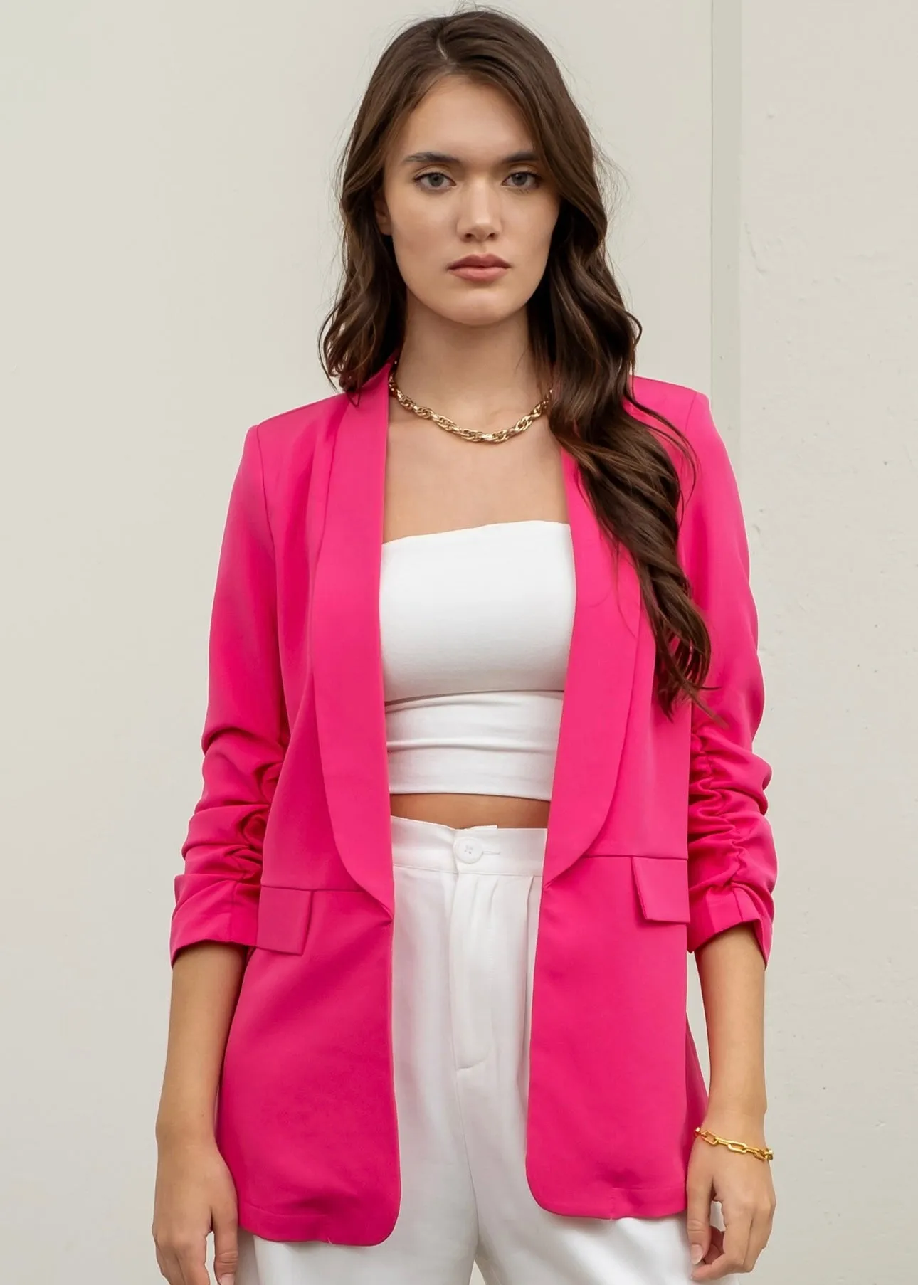 Like A Boss Ruched Sleeve Blazer - 5 Colors!