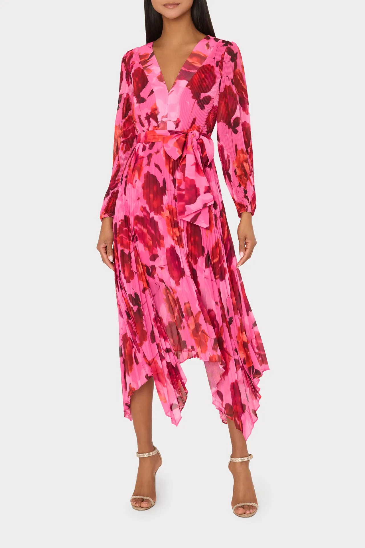 Liora Blurred Blossom Pleated Dress