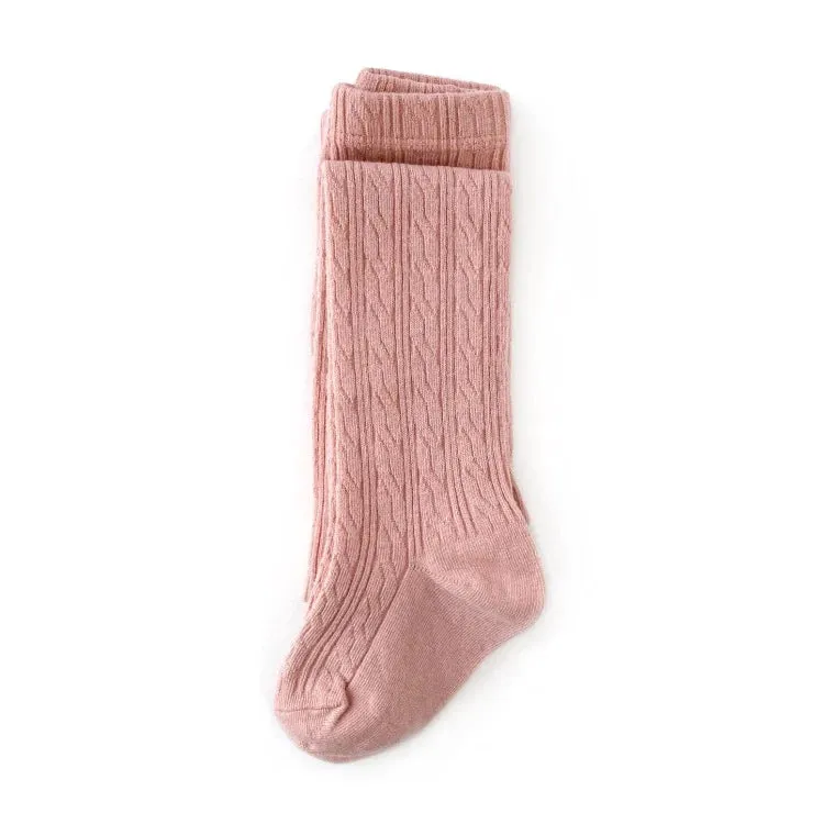 Little Stocking Co Cable Knit Tights - Blush Pink