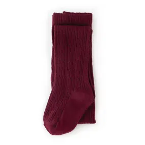 Little Stocking Co Cable Knit Tights - Wine