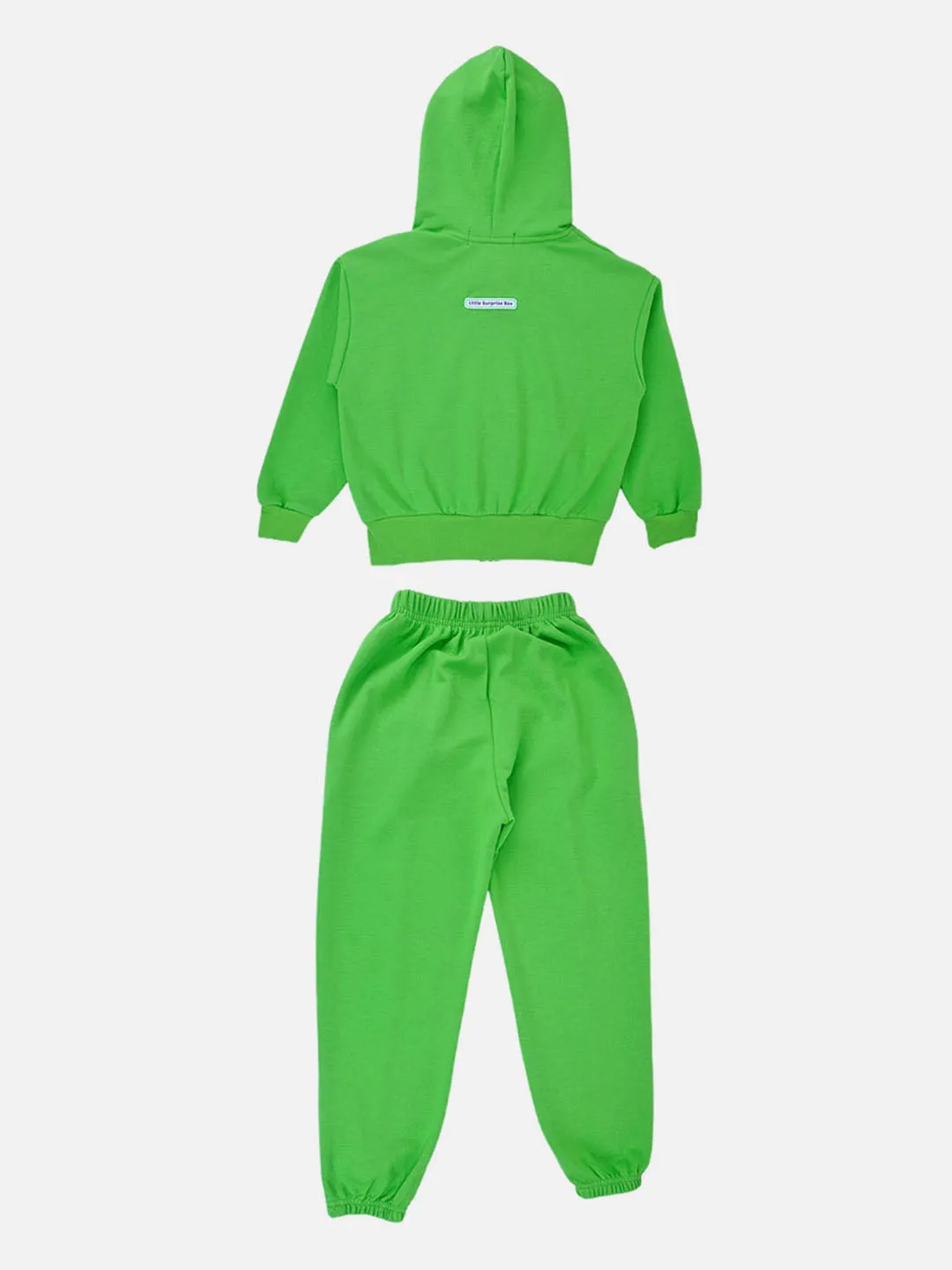 Little Surprise Box, Casual Smiley Green & White Stripes 2Pcs Track Suit Set For Kids & Tweens