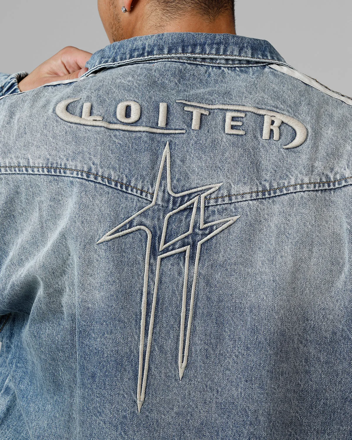 Loiter Track Star Denim Jacket Blue Wash