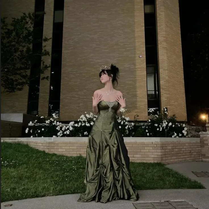 Long Green Satin Sleeveless Party Dress Formal Gown     fg5957