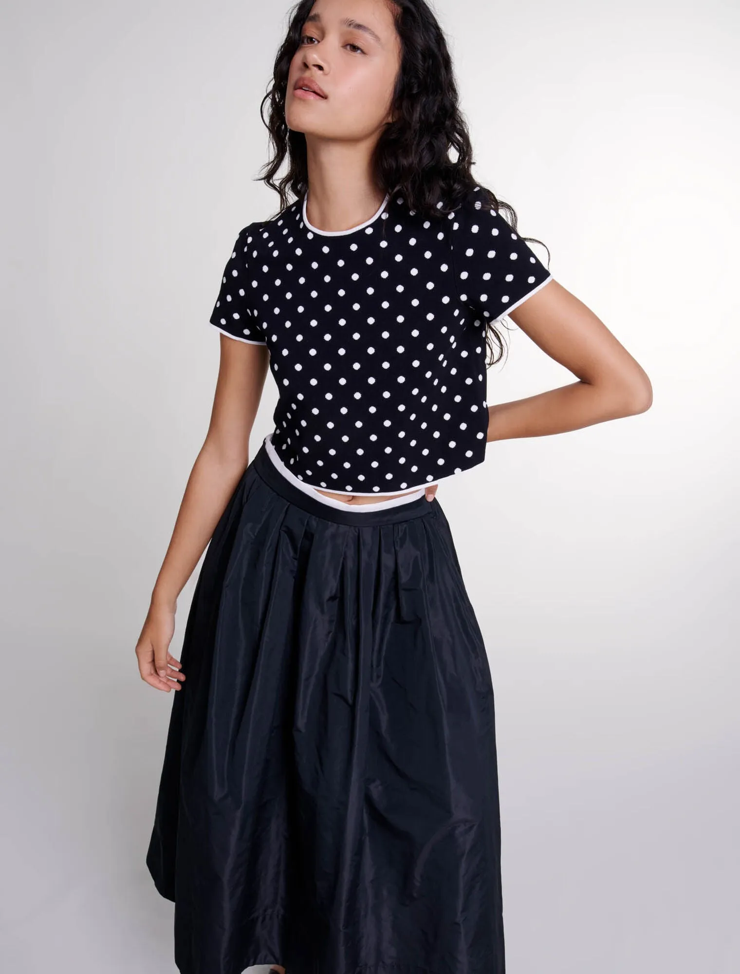 Long skirt with contrast waistband