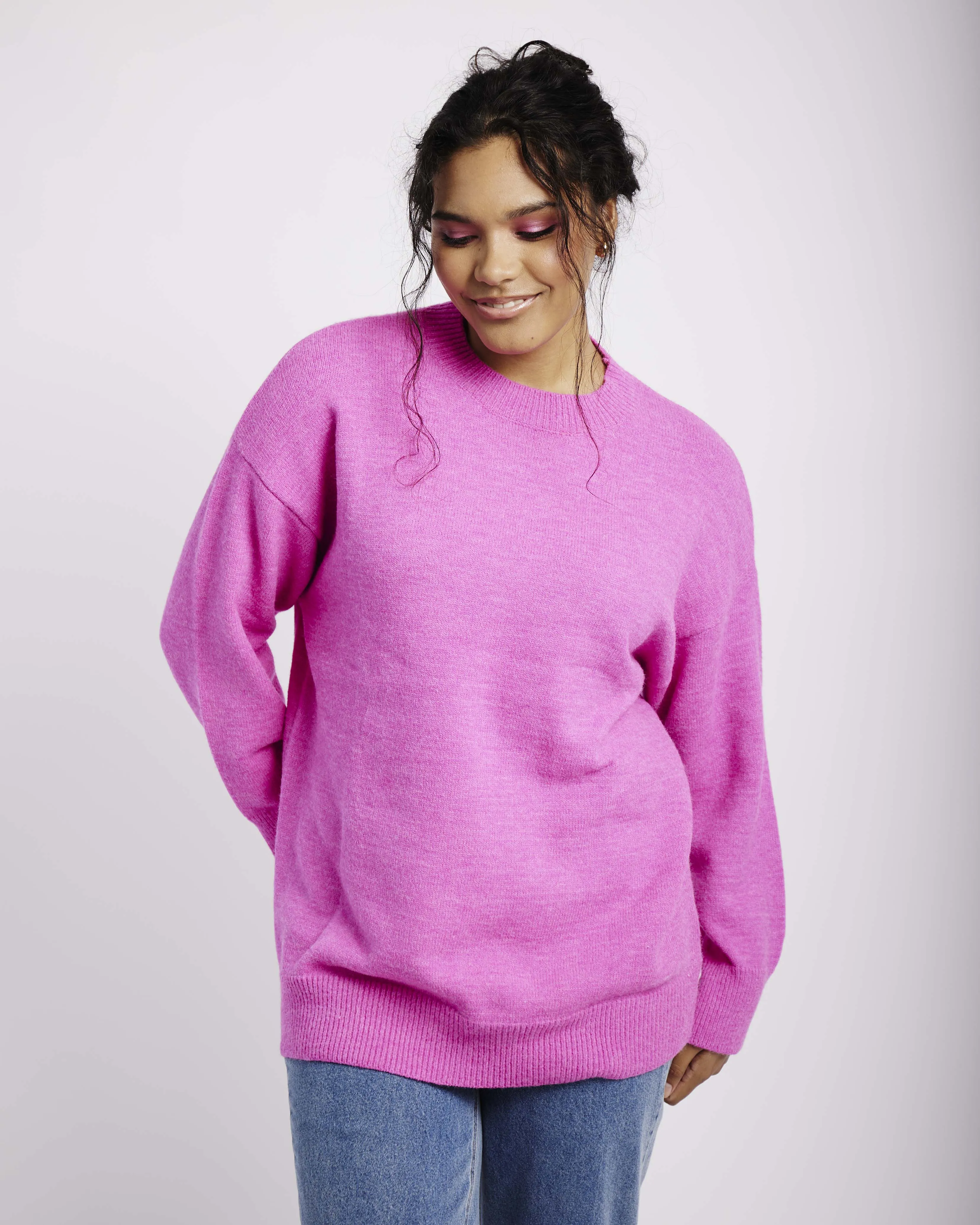 Longer Length Jumper in Pink