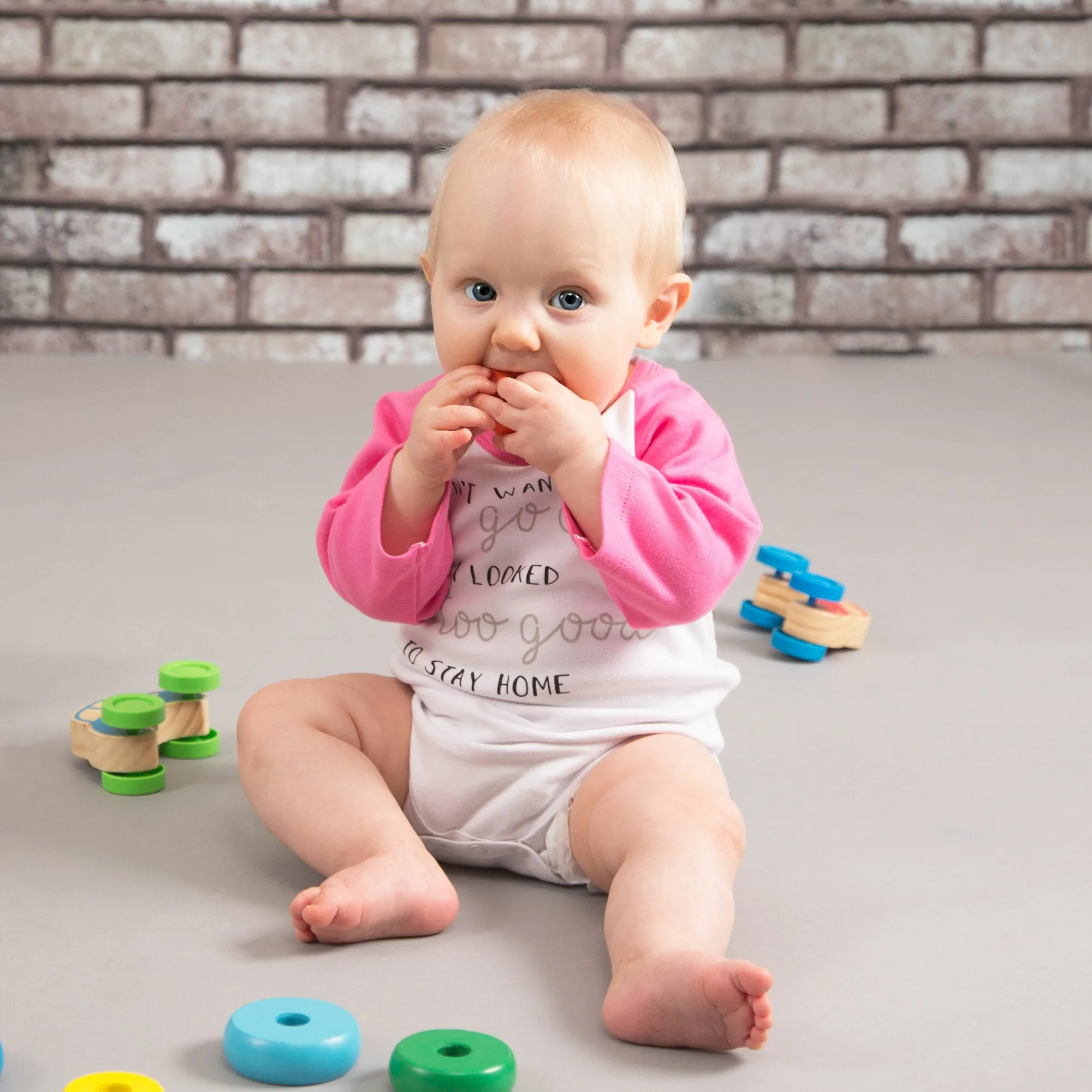 Looked Too Good 3/4 Length Pink Sleeve Onesie