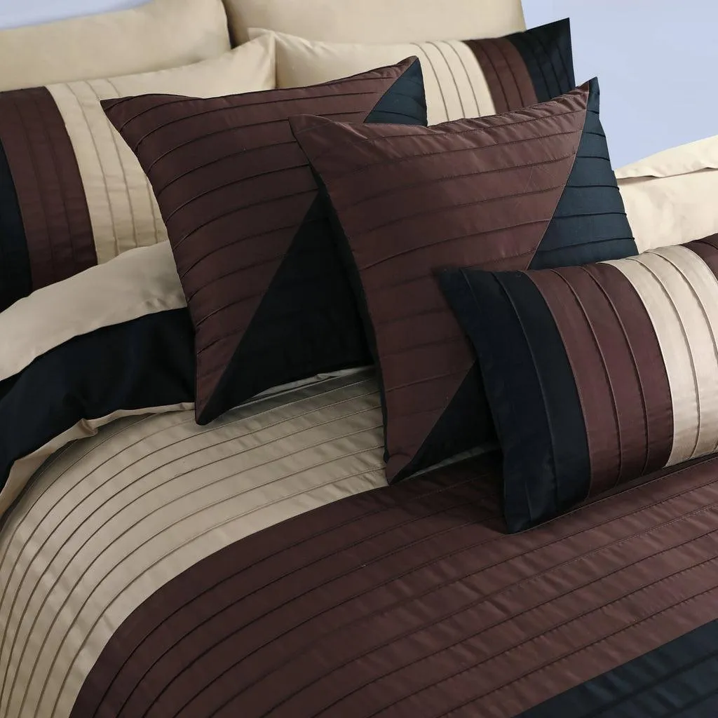 Luxury pleated Duvet Set (Blue with brown)