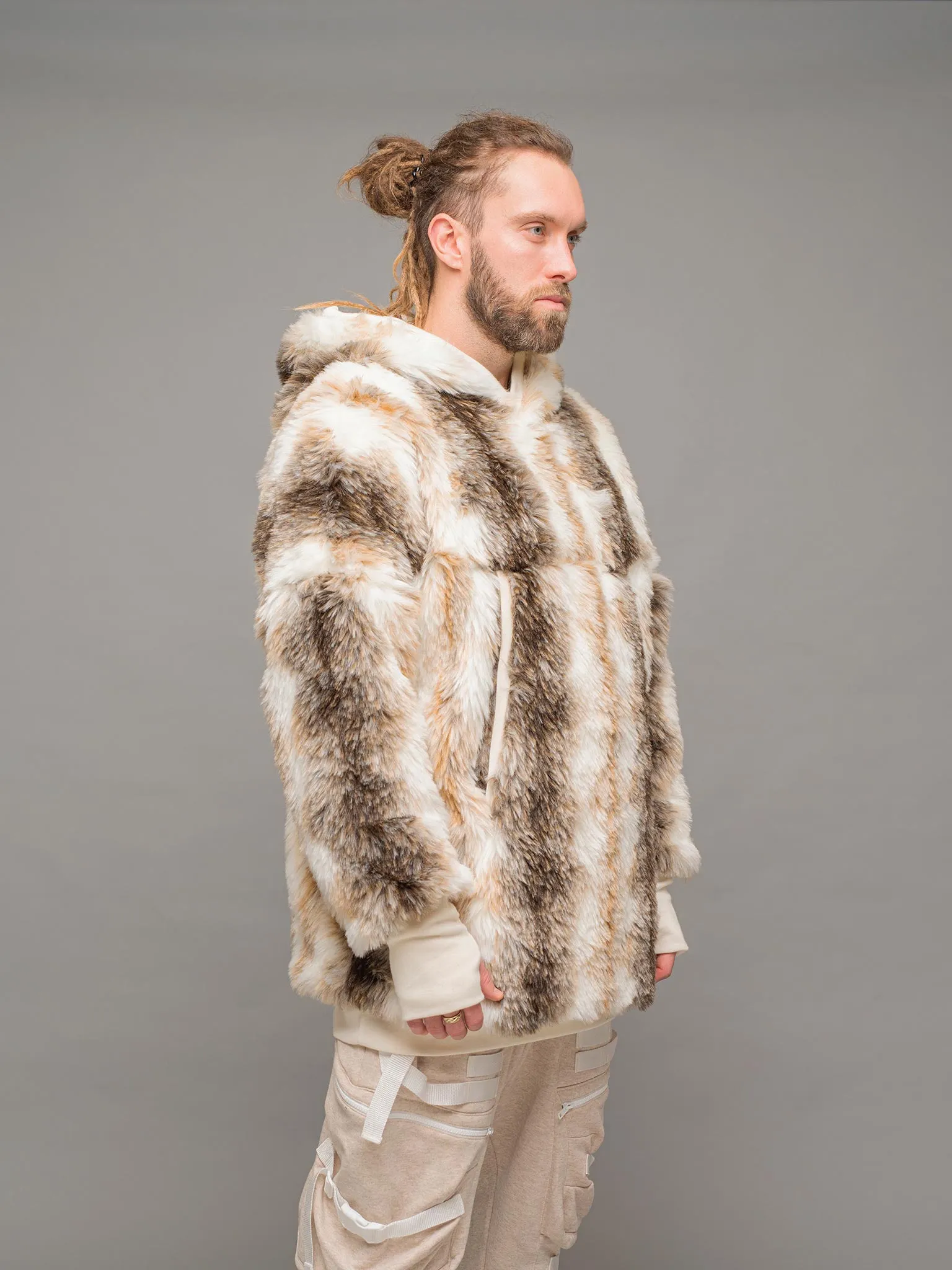 Lycerian Men's Oversized Faux Fur Hoodie with Thumbholes  (Limited Ed - 5 Units)