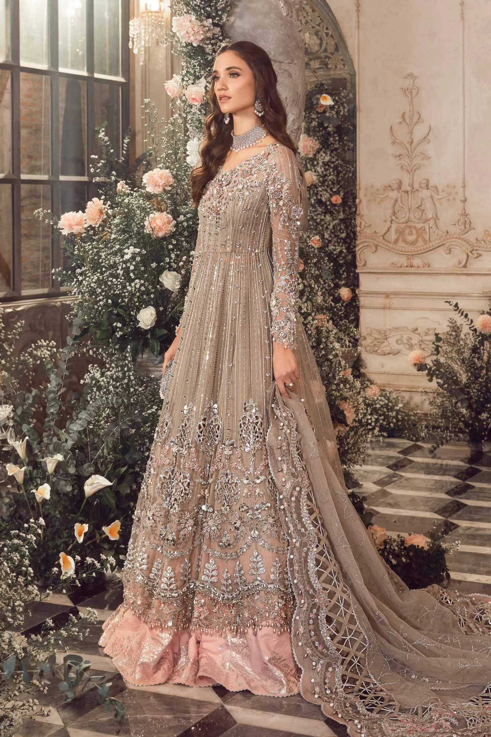 MARIA.B MBroidered Luxury Wedding Formals – Grey BD-2703