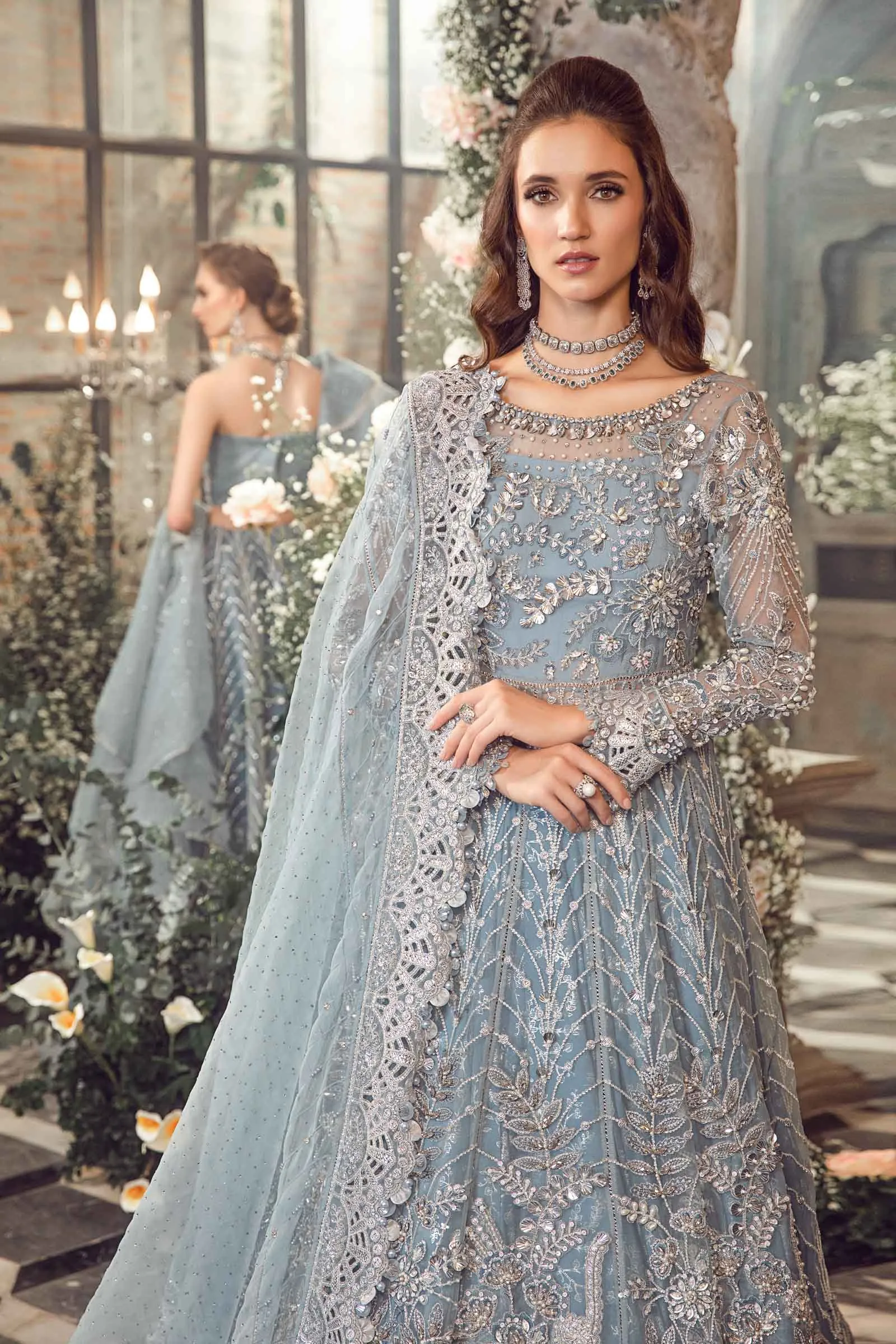 MARIA.B MBroidered Luxury Wedding Formals – Ice Blue BD-2702