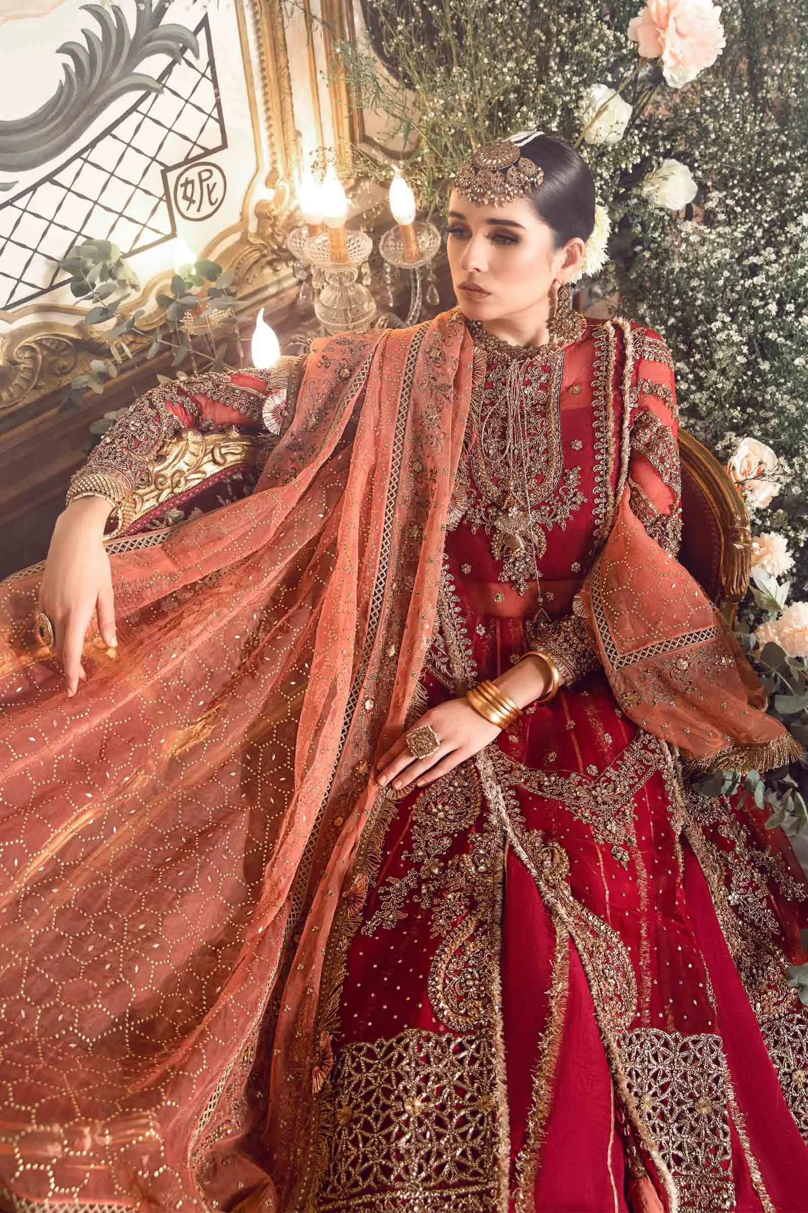 MARIA.B MBroidered Luxury Wedding Formals – Maroon BD-2708