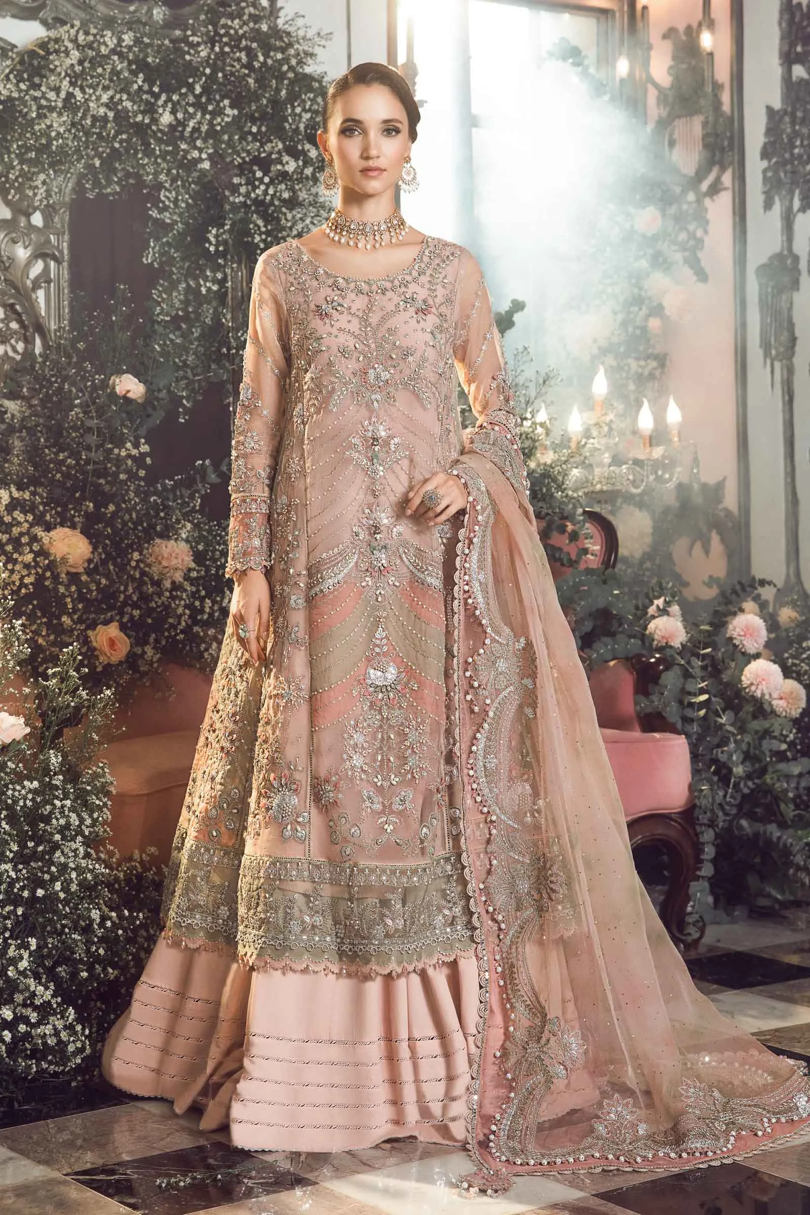 MARIA.B MBroidered Luxury Wedding Formals – Pastel Pink BD-2706