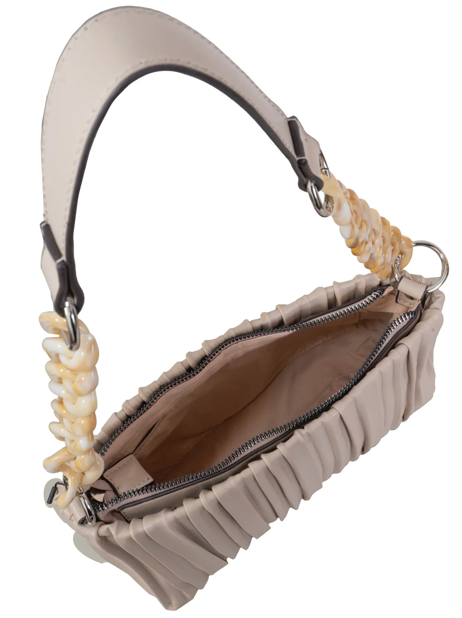 Max Studio Pleated Shoulder Bag With Resin Chain Strap