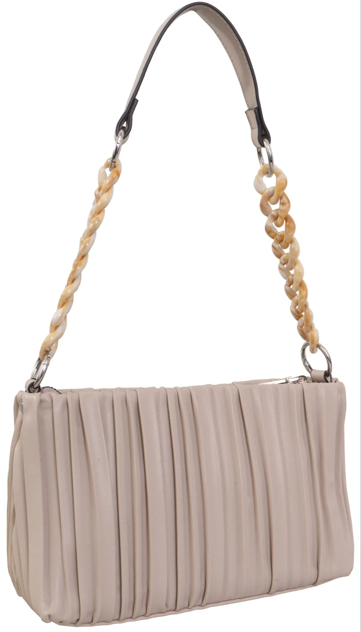 Max Studio Pleated Shoulder Bag With Resin Chain Strap