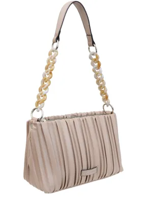 Max Studio Pleated Shoulder Bag With Resin Chain Strap