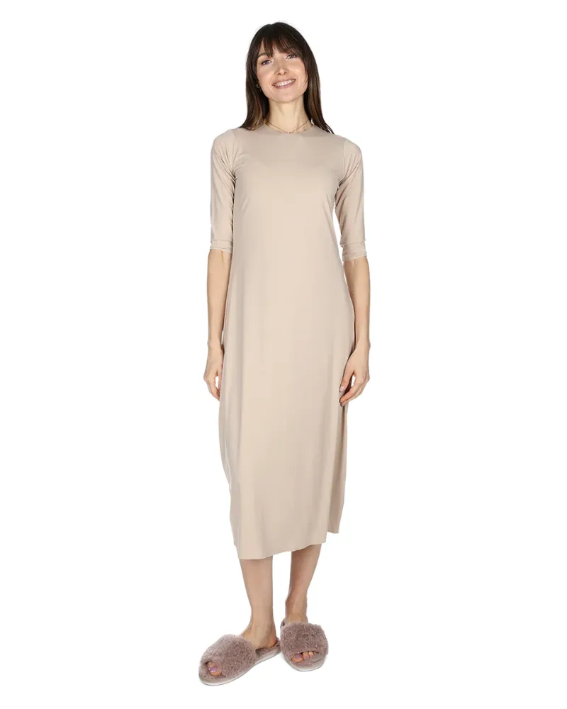 Me Moi Nude Bonded 3/4 Sleeve Shell Dress 48"