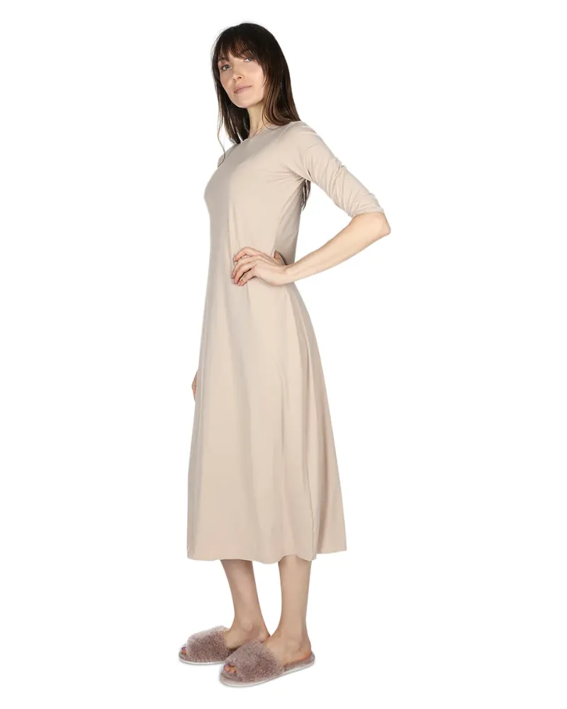 Me Moi Nude Bonded 3/4 Sleeve Shell Dress 48"