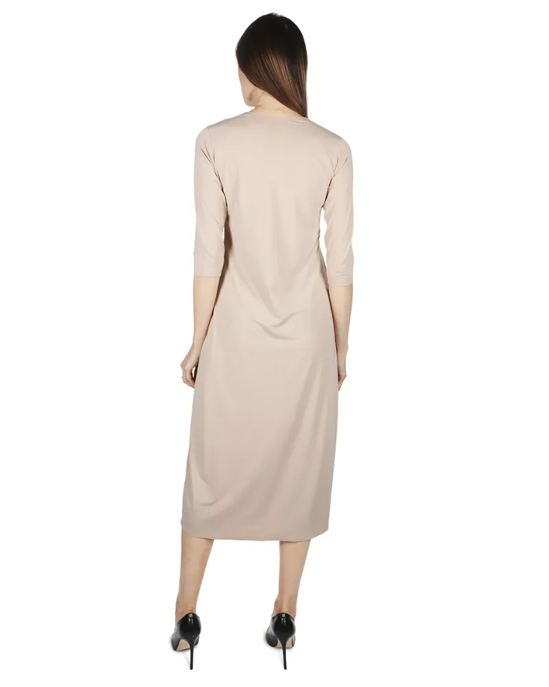 Me Moi Nude Bonded 3/4 Sleeve Shell Dress 48"