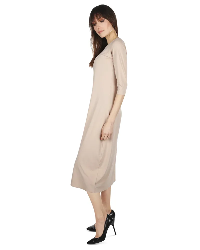 Me Moi Nude Bonded 3/4 Sleeve Shell Dress 48"