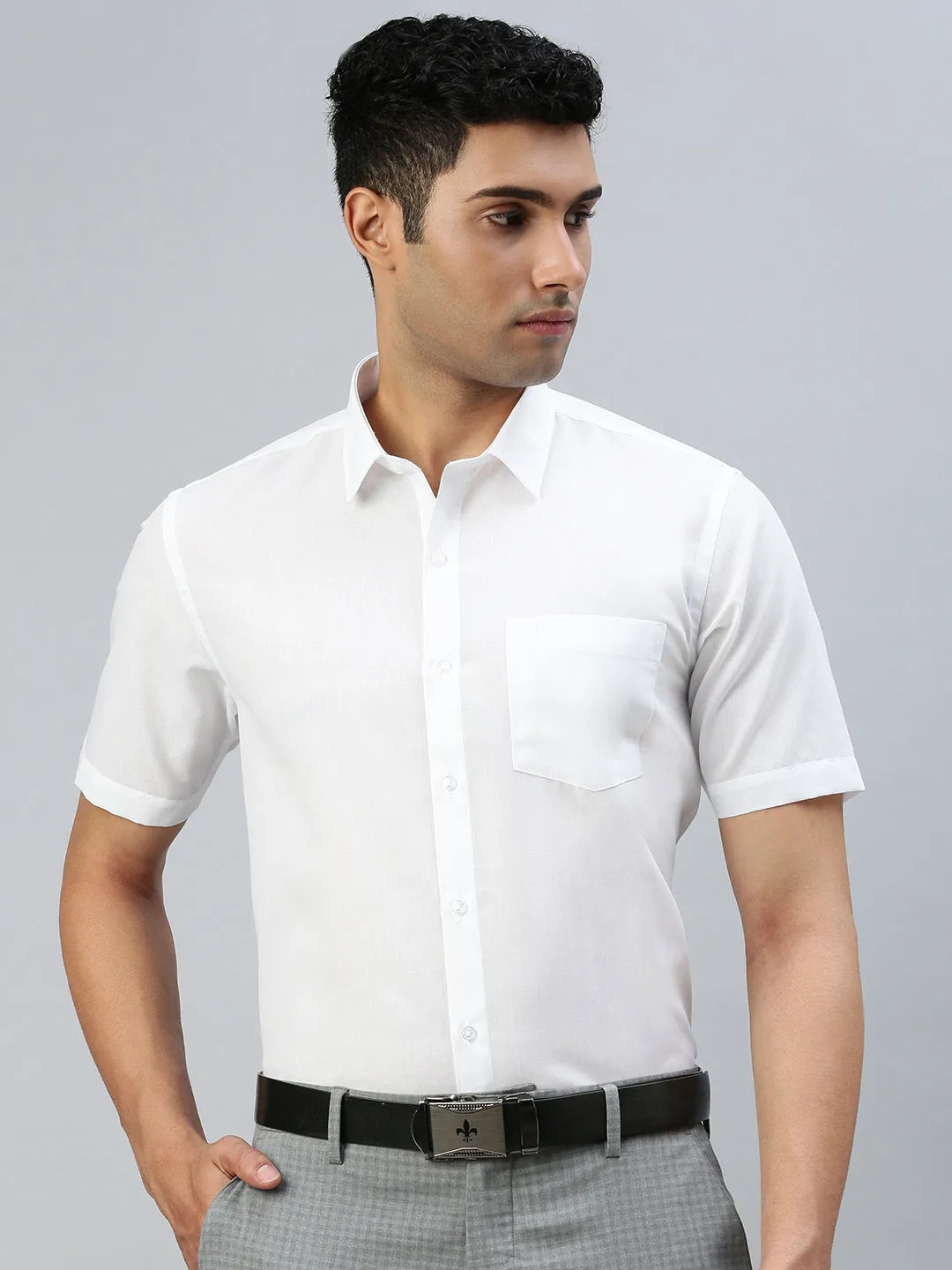 Men Cotton Rich White Shirt_Minister