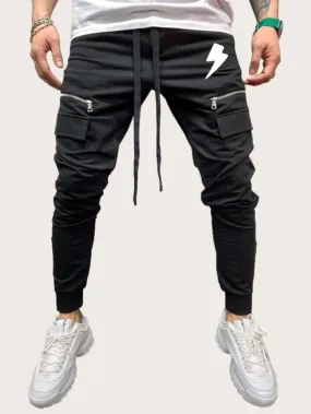 Men Flap Pocket Drawstring Sweatpants