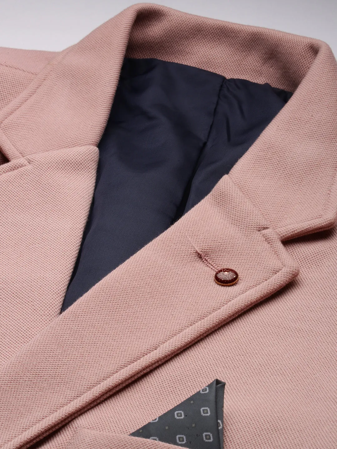 Men Pink Solid Casual Blazer