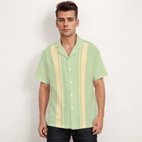 Men's Mint Green 60s Retro Style Vintage Bowling Shirt - Vintage 60s Style Top