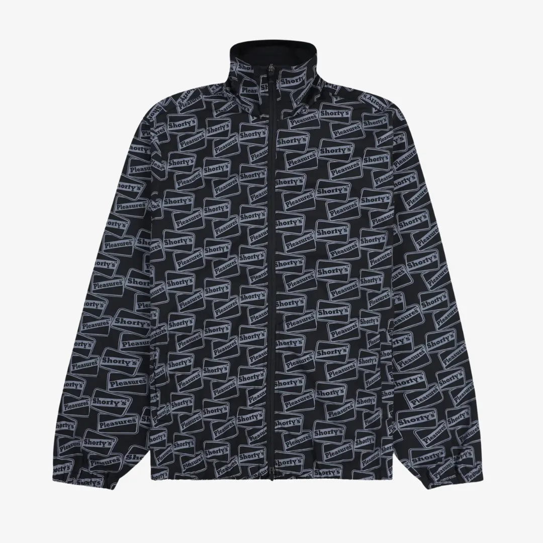 mens pleasures x shorty's reflective track jacket (black)