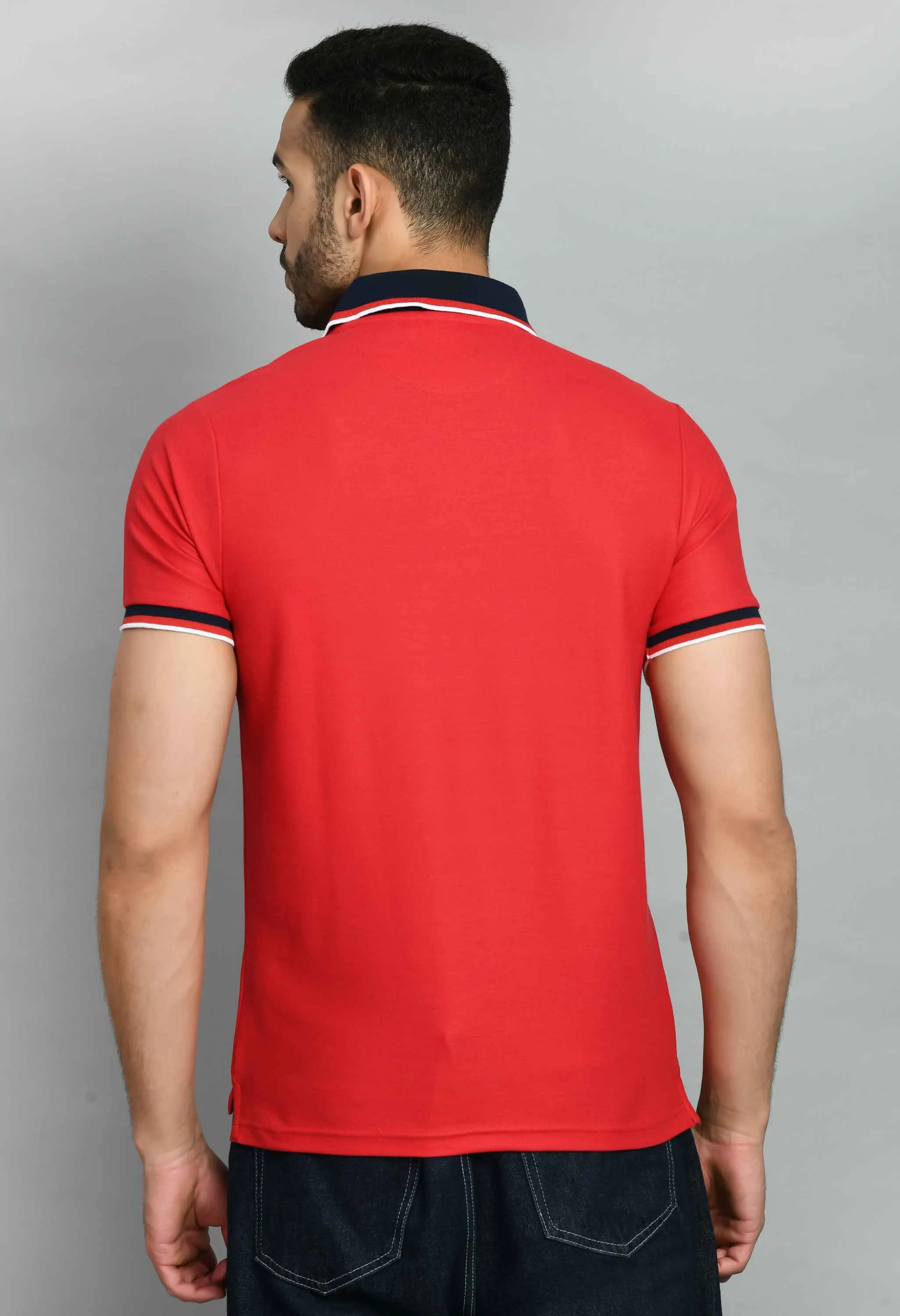 Men's Solid Red Smart Fit Polo T-Shirt