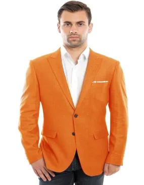 Mens Two Button Summer Linen Orange Blazer