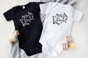 Merry and Bright Christmas Baby Bodysuit