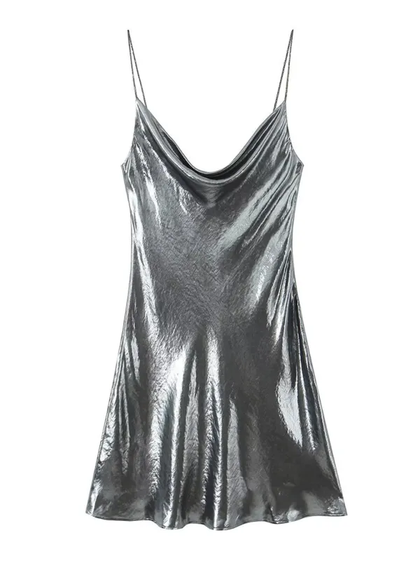 Metallic Slip Dress