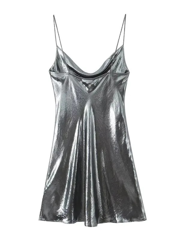 Metallic Slip Dress