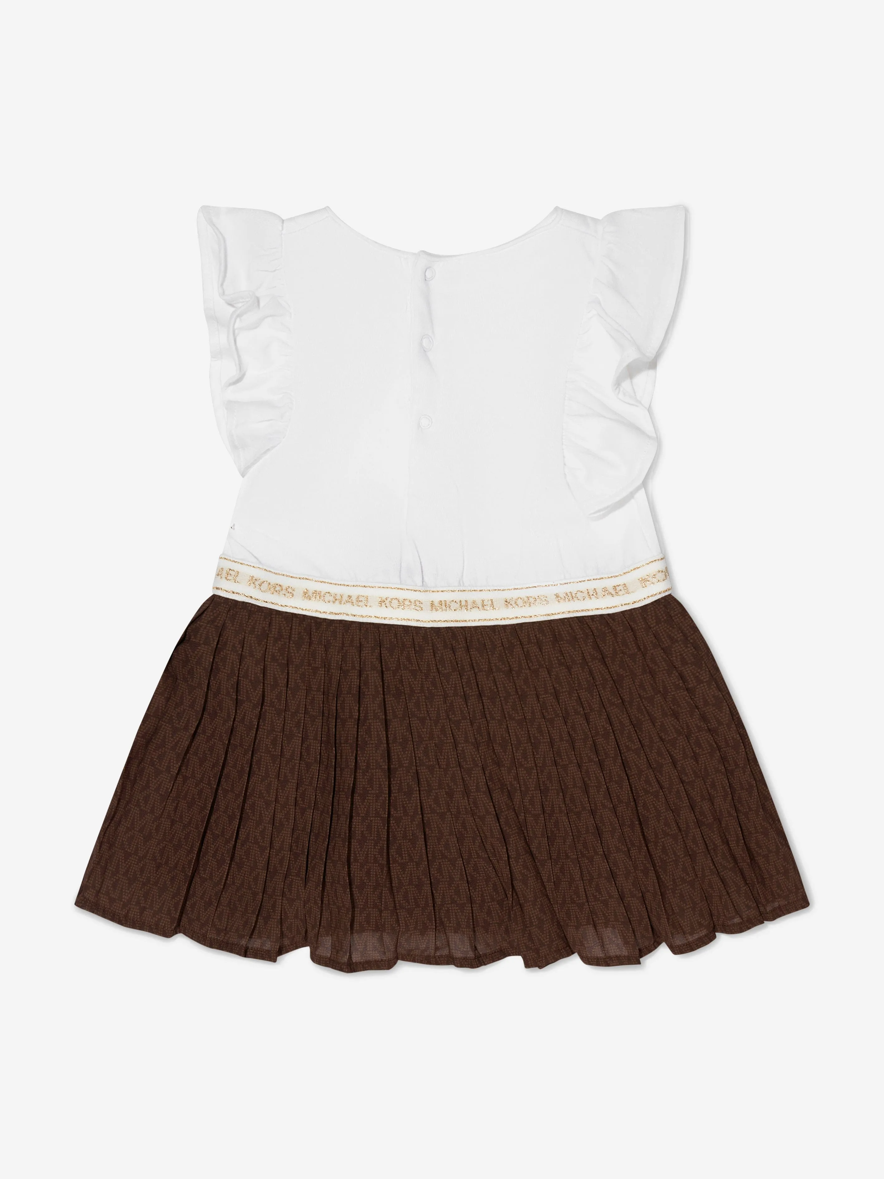 Michael Kors Baby Girls Pleated Logo Dress in Brown