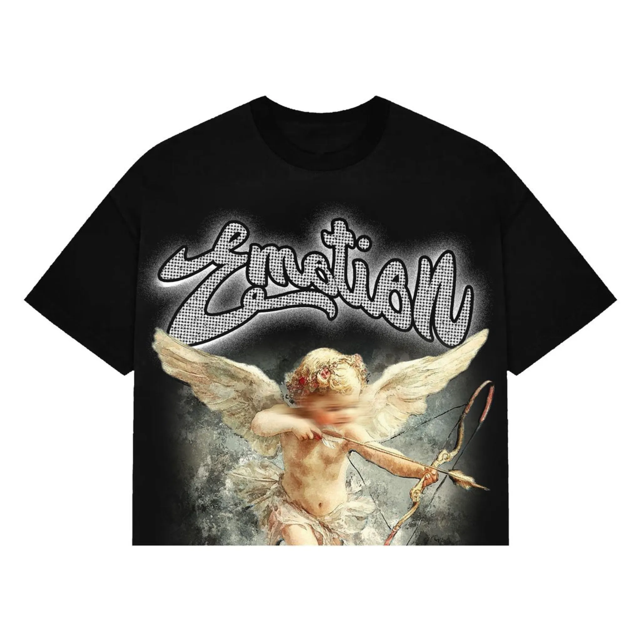 Mixed Emotion 'Cupid' Cropped Tee (Black)