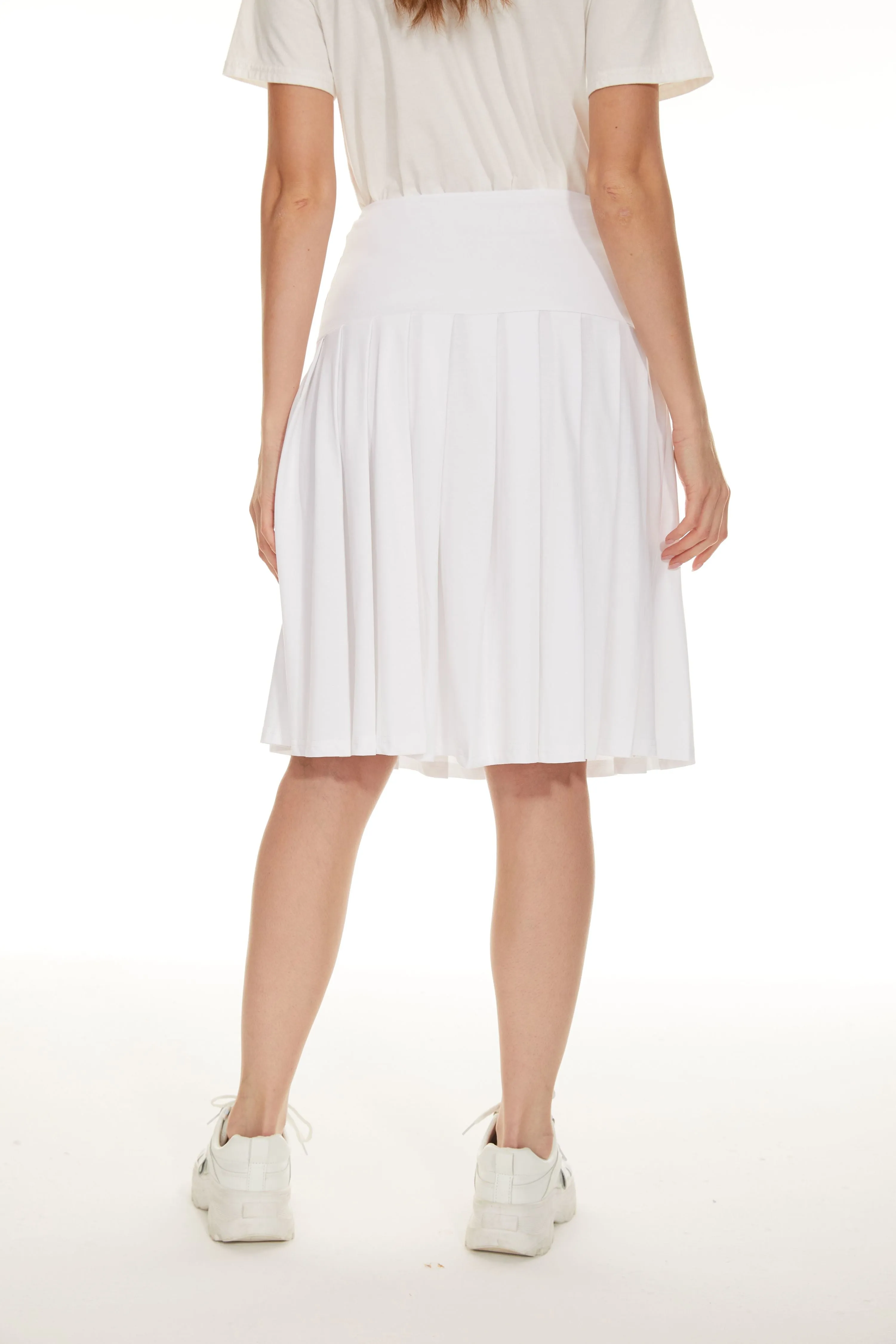 MM COTTON PLEATED SKIRT - WHITE