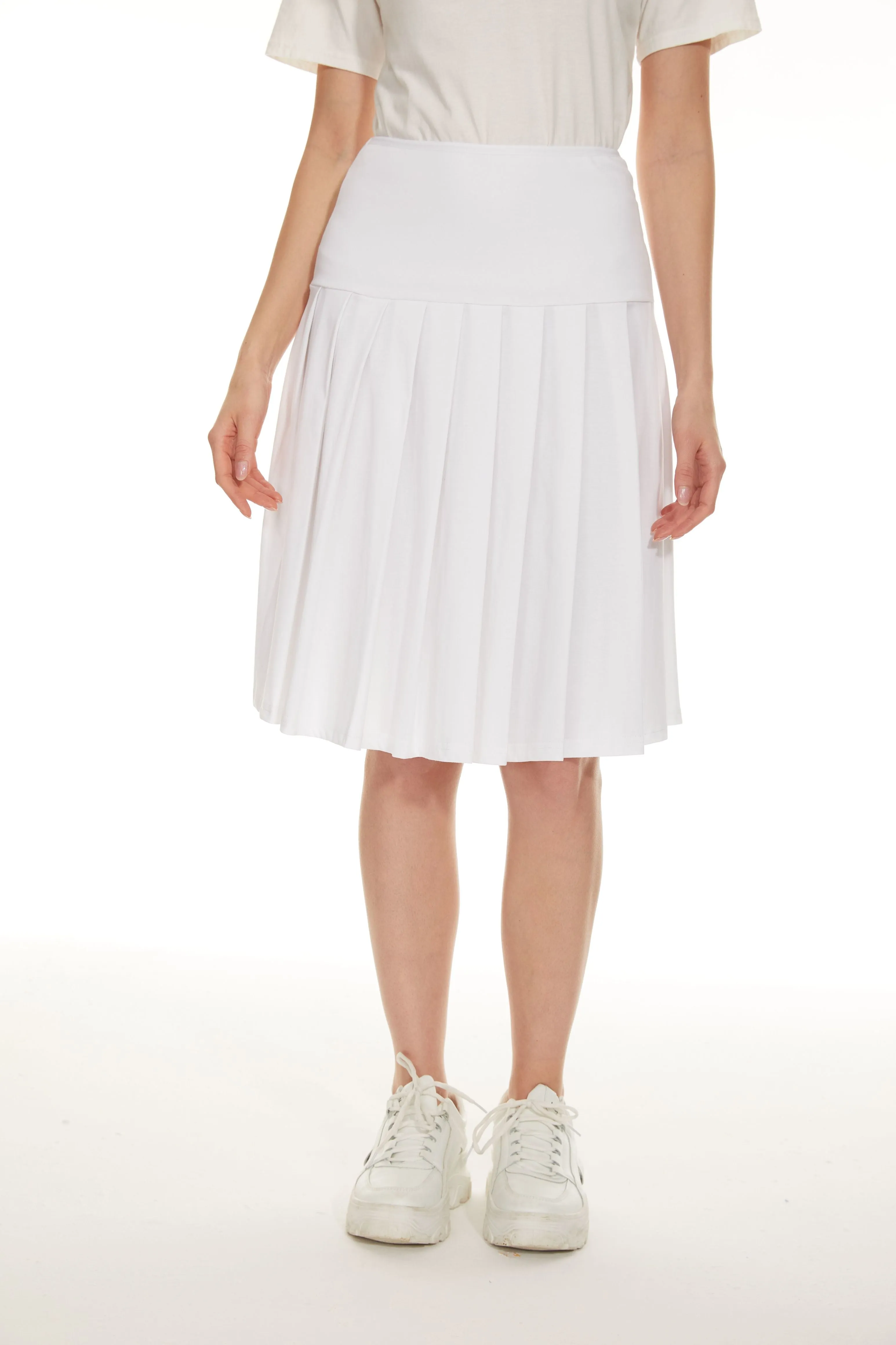 MM COTTON PLEATED SKIRT - WHITE