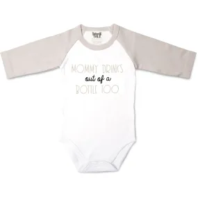 Mommy Bottle 3/4 Length Gray Sleeve Onesie