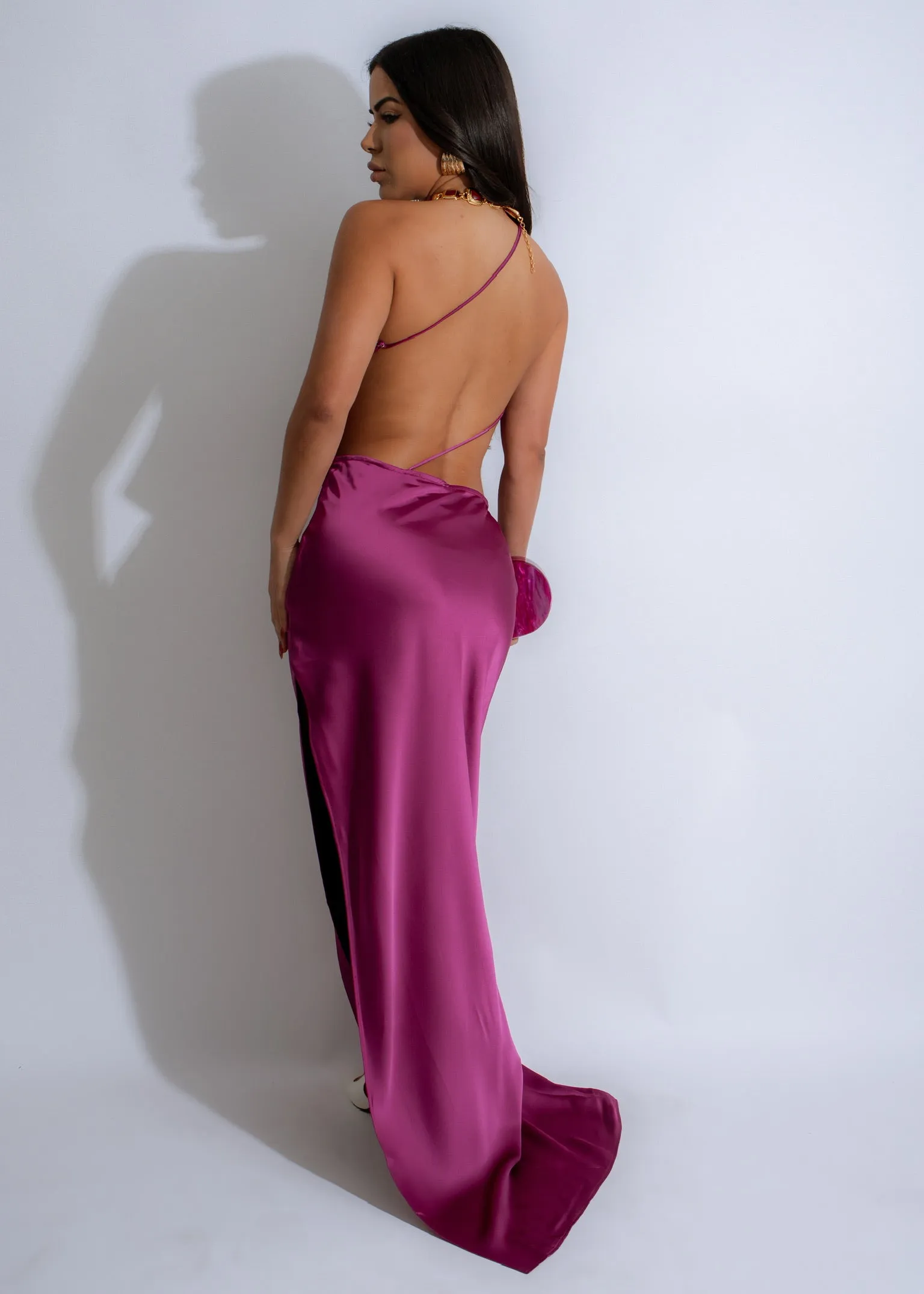 Moonlit Satin Slip Maxi Dress Purple